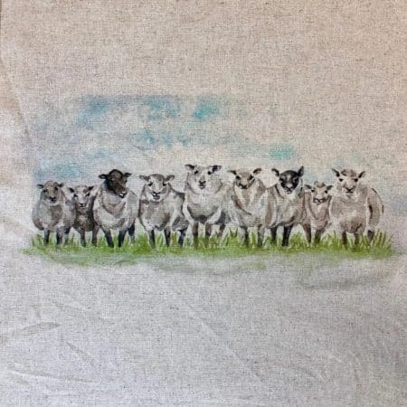Cushion Panel – Row of Sheep