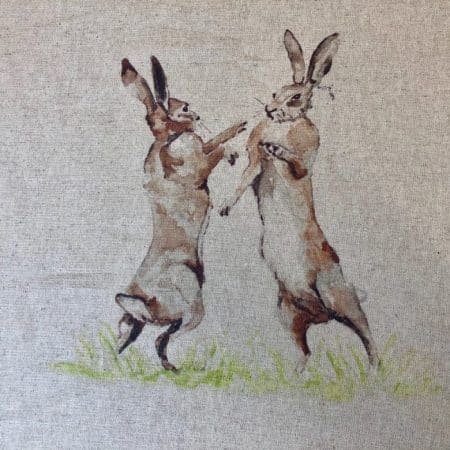 Cushion Panel – Boxing Hares