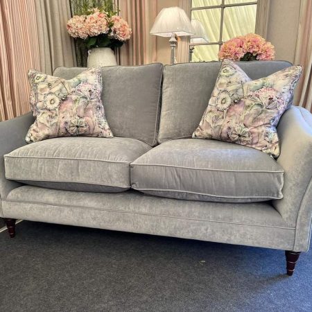 Aldeburgh Two Seater Sofa in End of Line Laura Ashley Kendrick Steel Fabric (Two Available)