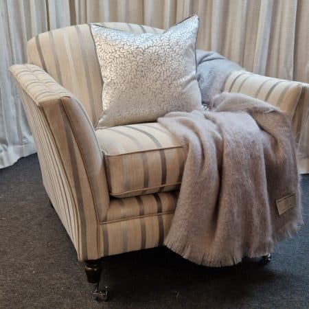 Aldeburgh Occasional Chair in End of Line Laura Ashley Luxford Stripe Dove Grey Fabric